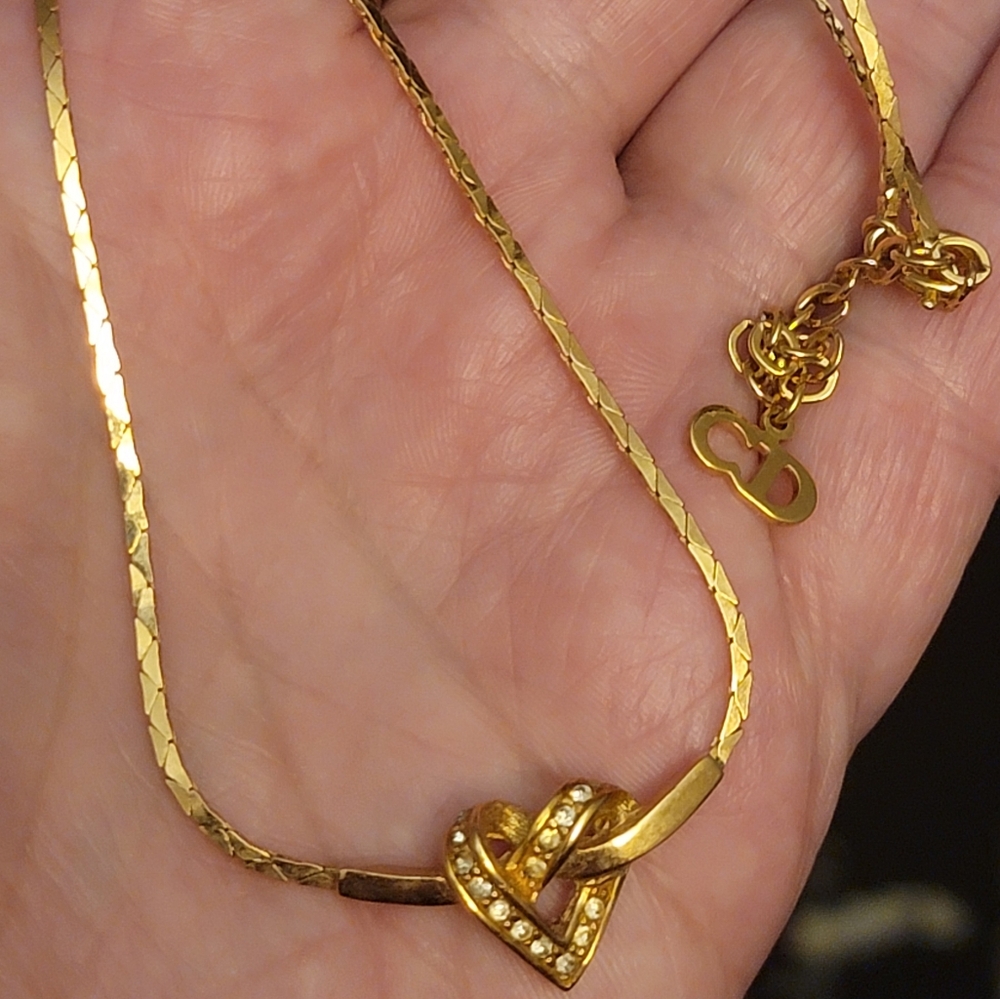 Vintage Christian Dior Gold Tone Diamante Necklace